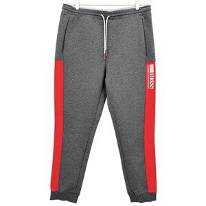 Hugo Boss Men's Pull-on Elastic/Drawstring Waistband Gray/Red Jogger Pant Size M